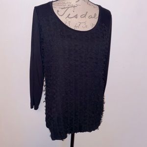 ▪️Isaac Mizrahi Live Black Ruffle Front Top▪️